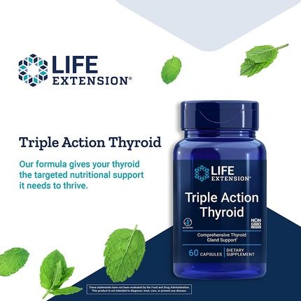 Life Extension Triple Action Thyroid Support 60 Vegetarian Capsules - Image 3