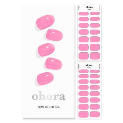 Ohora Semi Cured Gel Nail Strips N Tint High-Teen - Works With Any Nail Lamps Salon-Quality Long Lasting Easy To Apply & Remove - Includes 2 Prep Pads Nail File & Wooden Stick