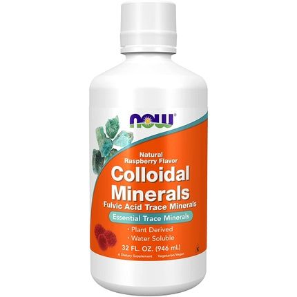 Now Colloidal Minerals Liquid Essential Trace Minerals Raspberry 32Oz