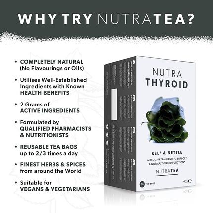 Nutra Tea Nutrathyroid Thyroid Support Tea With Ashwagandha, Kelp And Bladderwrack 20 Enveloped Tea Bags - Image 3