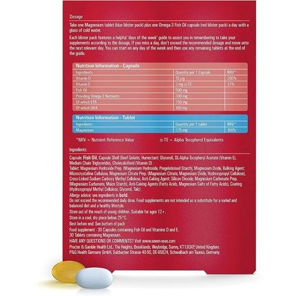 Seven Seas Omega-3 Fish Oil & Magnesium High Strength Tablets With Vitamin D 60 Tablets - Pack Of 2