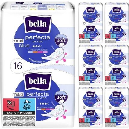 Bella Perfecta Ultra Sanitary Pads Maxi Blue Long With Wings Extra Soft