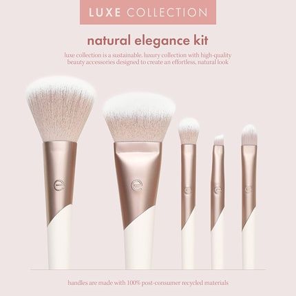 Ecotools Luxe Natural Elegance Professional Makeup Brush Set For Face Cheek And Eye Makeup Pink 5 Piece Set - Image 3