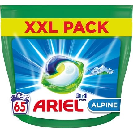 Ariel 3In1 Pods Liquid Laundry Detergent 65 Washes - Alpine Dissolving