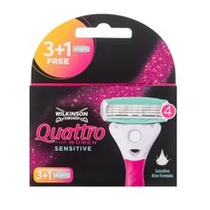 Wilkinson Sword Quattro For Women Sensitive Replacement Heads 4 Pieces