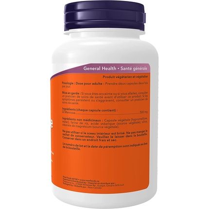 Now Foods D-Mannose 500Mg Vegetarian Capsules 120 Count