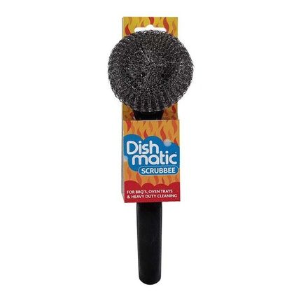 Dishmatic Scrubbee Stainless Steel Scourer For Bbq Grill Oven Kitchen With Easy-Grip Handle