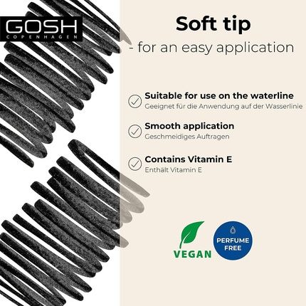 Gosh Kohl/Eyeliner & Kajal 2 In 1 Makeup Pencil With Vitamin E - Black