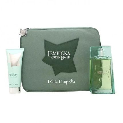Lolita Lempicka Green Lover Eau De Toilette Spray 100Ml With After Shave Gel 75Ml And Cosmetic Bag