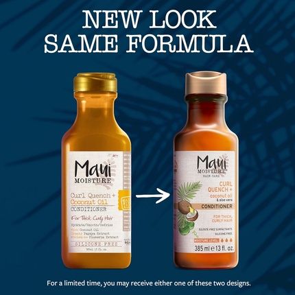 Maui Moisture Curl Quench Coconut Oil Conditioner 13 Ounce - Silicone Free For Thick Curly Hair