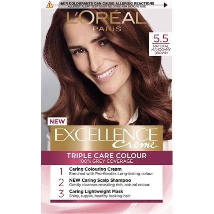 L'Oreal Paris Excellence Creme Permanent Hair Dye 5.5 Natural Mahogany Brown 1 Count