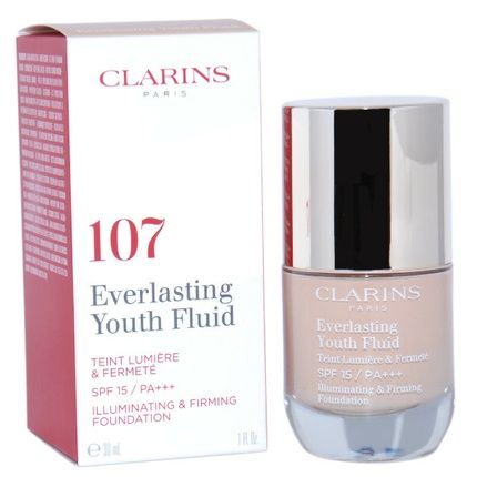 Clarins Everlasting Youth Fluid Foundation Spf 15 107 Beige 30Ml Illuminating And Firming Liquid Makeup - Image 3