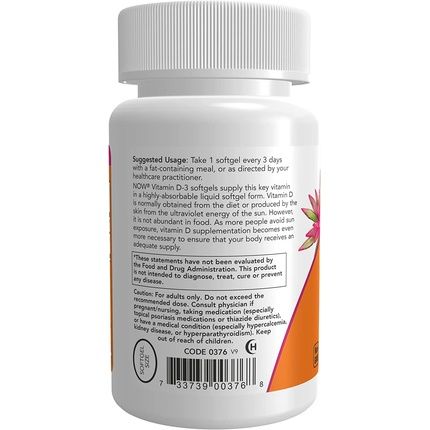 Now Supplements Vitamin D-3 10,000 Iu Structural Support 120 Softgels - Image 3