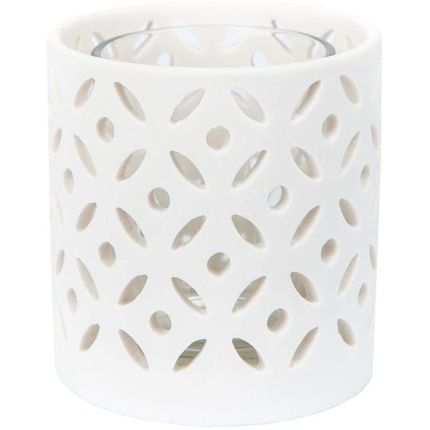 Yankee Candle Tea Light Holder, Ceramic, White, 7.7X7.7X7.6 Cm 7.7X7.7X7.6 Cm
