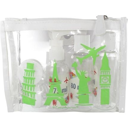 Estipharm Travel Bottle Kit Transparent With Green Pattern