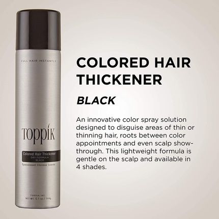 Toppik Colored Hair Thickener Dark Brown Hair Spray For Thinning Hair 5.1Oz - Black - Image 3