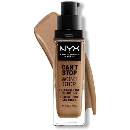 Nyx Professional Makeup Can'T Stop Won'T Stop Full Coverage Foundation Vegan Formula Matte Finish Caramel 15