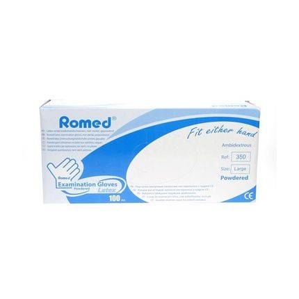Romed Latex Examination Gloves Powdered Large - Ideal For Medical Use
