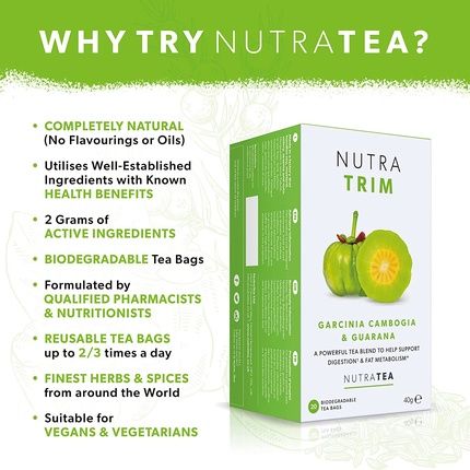 Nutratrim Natural Weight Loss Green Tea With Fennel, Nettle, Ginger, Guarana & More 20 Tea Bags - Image 3
