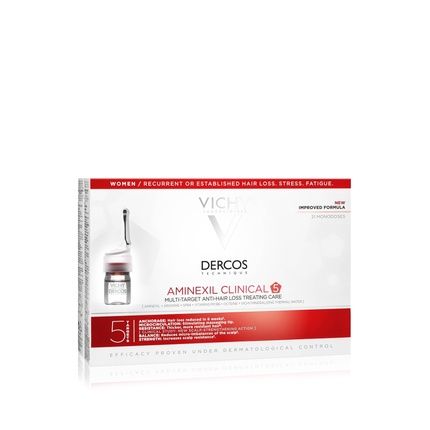 Vichy Dercos Aminexil Clinical 5 Multipurpose Antihair Loss Treatment For Women 21 X 6 Ml - Image 3