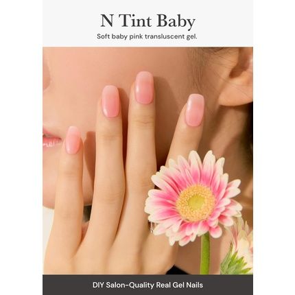 Ohora Semi Cured Gel Nail Strips N Tint Baby - Works With Any Nail Lamps Salon-Quality Long Lasting Easy To Apply & Remove - Includes 2 Prep Pads Nail File & Wooden Stick