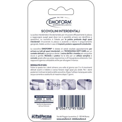 Interdental Brush Emoform With Softcare Technology For Gentle Gum Contact With Soft Bristles - Ergonomic And Non-Slip Handle With Cap