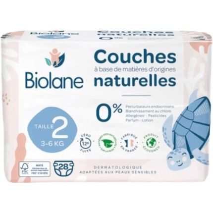 Biolane Natural Diapers Size 2 (3-6 Kg) - Pack Of 28