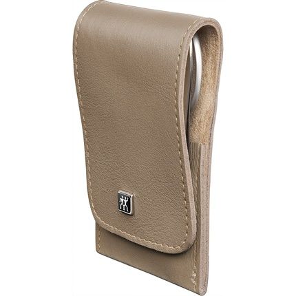 Zwilling Twinox 4-Piece Manicure Set Premium Nail Care Set In Cowhide With Zipper Taupe