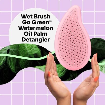 Wetbrush Go Green Palm Detangler With Ultra Soft Intelliflex Bristles Watermelon Oil Pink