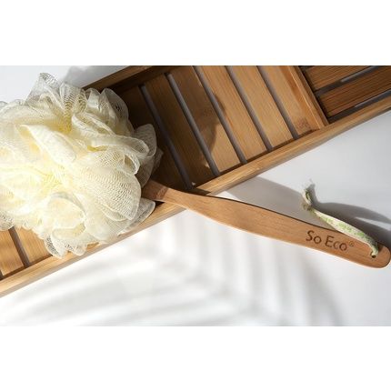 So Eco Long Handle Shower Pouf White