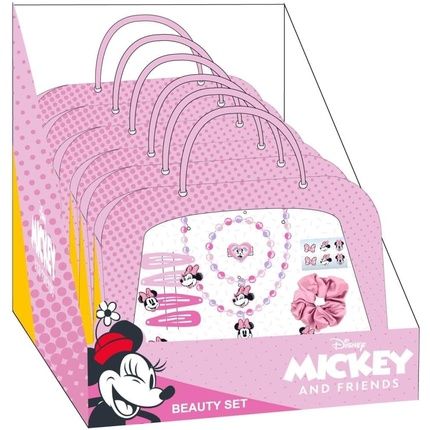 Cerda Life'S Little Moments Minnie Beauty Set For Kids - Multicolor Hair Ties, Hair Tie, Hair Clips, Necklaces, Ring, And Stickers - Original Product Designed In Spain