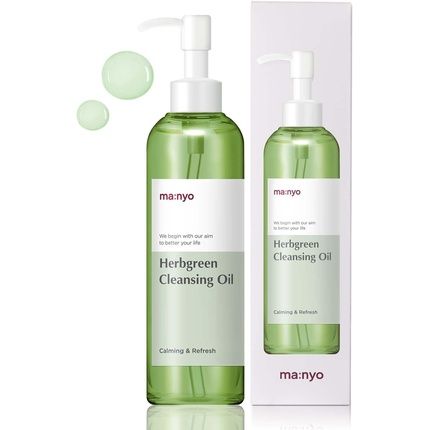 [Ma:Nyo] Herb Green Cleansing Oil 6.7 Fl Oz/200Ml - Non Irritating Formula For Oily Skin Deep Cleansing With Vitamin E Olive Oil Tea Tree With Zero Chemicals
