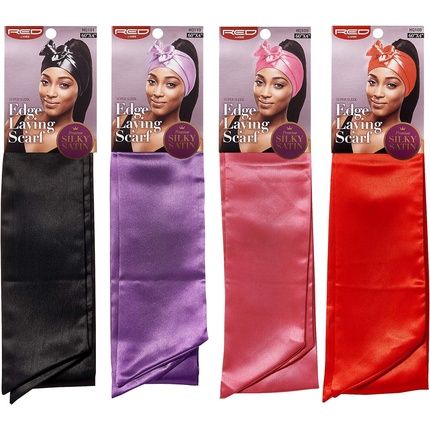 Red By Kiss Edge Laying Scarf Wrap For Hair Edge Silky Satin Scarf Set 3
