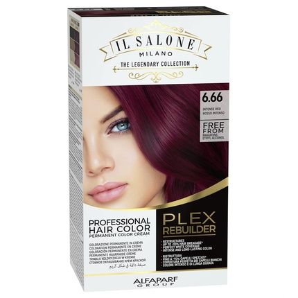 Il Salone Milano Plex Rebuilder Permanent Hair Color Cream 6.66 Intense Red Professional Hair Dye Kit