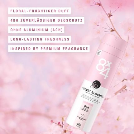 8X4 Velvet Blossom Deodorant Spray With Floral-Fruity Scent 150Ml