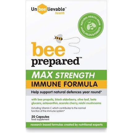 Unbeelievable Health Bee Prepared Max Strength Immune System Formula With Bee Propolis And Elderberry - 60 Capsules