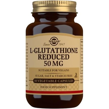 Solgar L-Glutathione Reduced 50Mg Vegetable Capsules Detoxification Of The Liver Glutamic Acid Cysteine And Glycine Vegan Gluten Free And Kosher