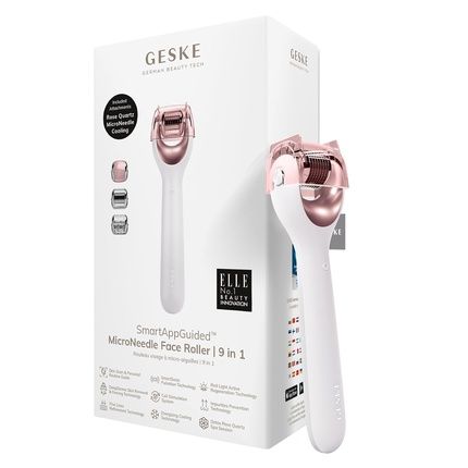 Geske Smartappguided Microneedle Face Roller With Rose Quartz 9 In 1 Professional Microneedling Device