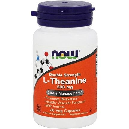 Now Foods Double Strength L-Theanine 200Mg 60 Vegetarian Capsules