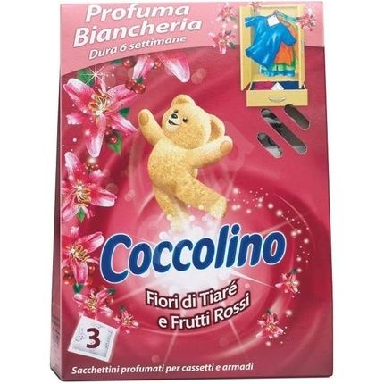 Coccolino Scented Sachets For Bedding With Tiare Flowers And Red Fruits 3 Bags