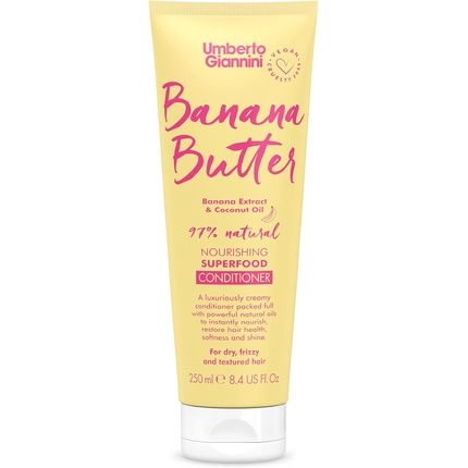 Umberto Giannini Banana Butter Nourishing Superfood Conditioner Vegan Cruelty Free Moisturising Formula 250Ml