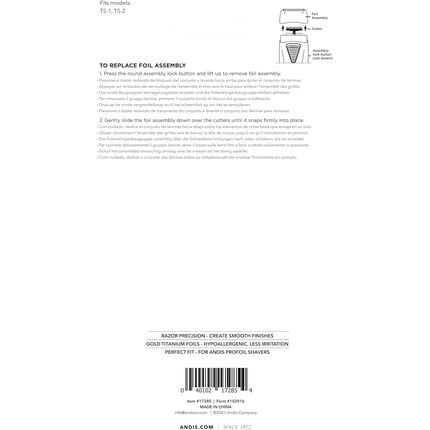 Andis Replacement Lithium Titanium Foil Assembly For Profoil Shaver - Image 3
