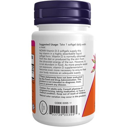 Now Foods Vitamin D-3 2000 Iu Softgels 30 Count - Image 3