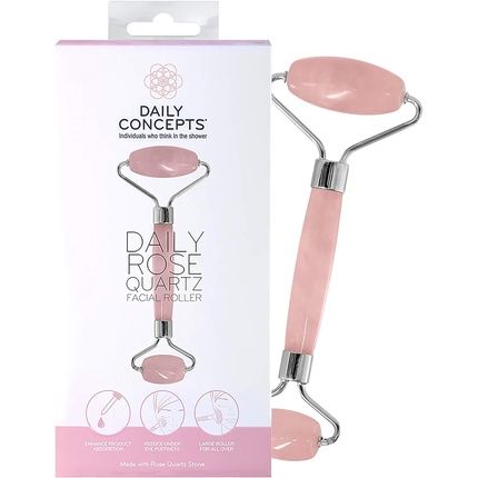 Daily Concepts Daily Rose Quartz Facial Roller Helps Flush Lymphatic System Increase Circulation Reduce Puffiness And Purify Face Vegan 150G