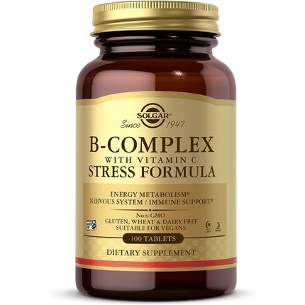 Solgar Vitamin B-Complex With Vitamin C Tablets High Strength Energy Immune And Nervous System Support 100 Tablets