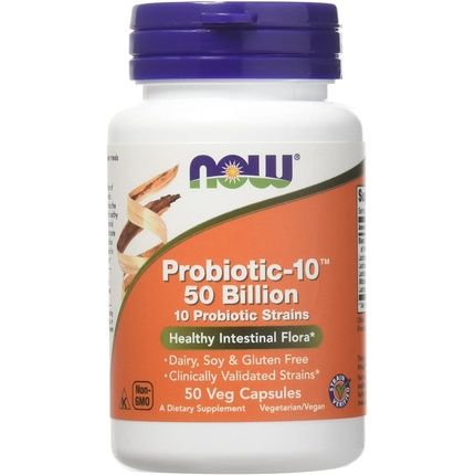 Now Probiotic-10 50 Billion 10 Probiotic Strains 50 Veg Capsules