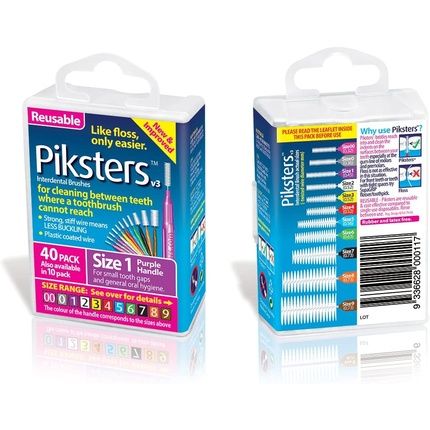 Piksters Interdental Brushes Size 1 Purple 40 Pack