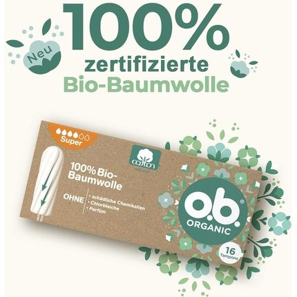 O.B. Organic Super Tampons 16 Pieces - Image 3
