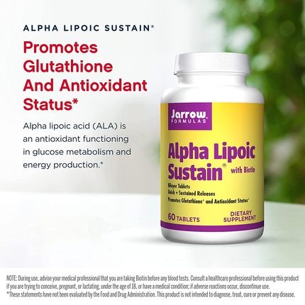 Jarrow Ja-Ala Sustain & Biotin 60 Tablets 300Mg - Image 3