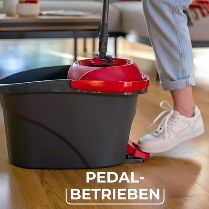 Vileda Turbo 3In1 Complete Mop Set With Handle, 3In1 Microfiber Mop Head And Bucket With Power Spinner, Strong Cleaning Power, Handle Length 75-130Cm